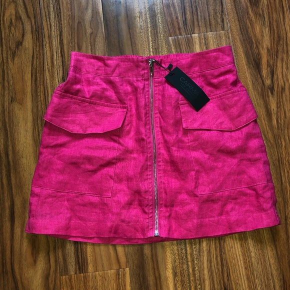 LF Dresses & Skirts - LF Carmar Front Zip Hot Pink Cargo Skirt